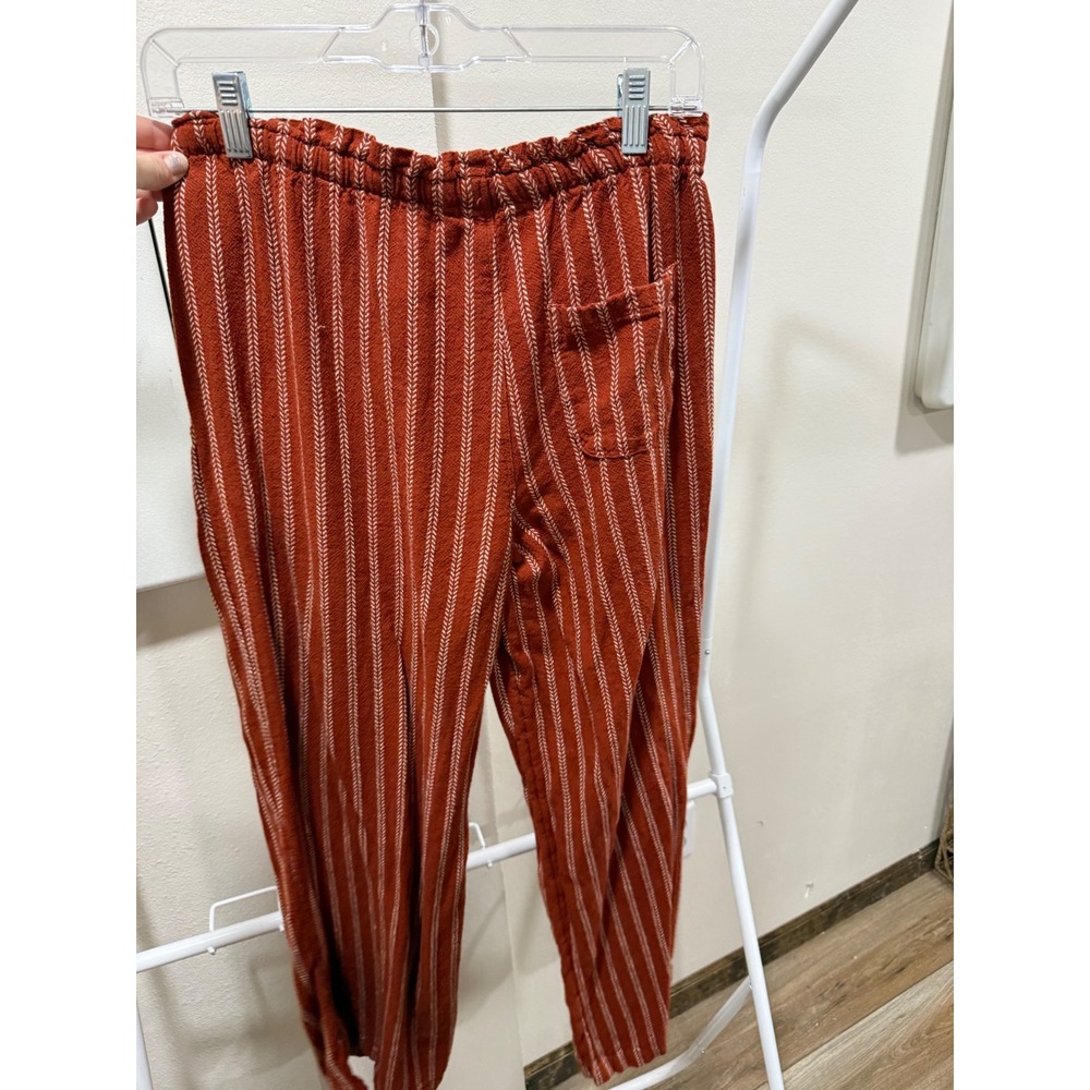 Sonoma Goods For Life Rust Orange Striped Paperbag Waist Relaxed Pants Small - Picture 3 of 3